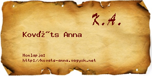 Kováts Anna névjegykártya