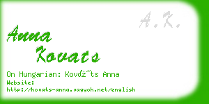 anna kovats business card